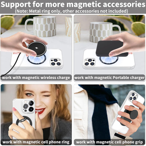 2Pcs Metal Ring Sticker for Pop Socket, Magnetic Adapter Adhesive for iPhone, Magsafe Wireless Charger, Black