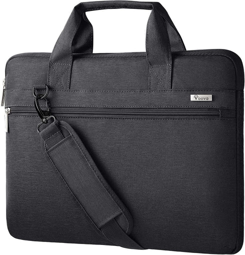 Voova 360° Protective Laptop Bag 13-14 Inch, Waterproof Sleeve with Shoulder Strap for MacBook Air/Pro, Black