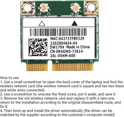 Mini Wireless Network Card, bcm43142 bcm943142hm dw1704 Mini PCIe WiFi Bluetooth 4.0 Card for Dell