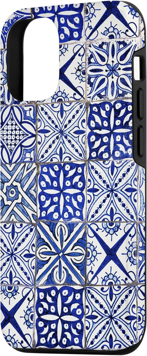iPhone 12/12 Pro Blue and White Portuguese Tile Pattern Mediterranean Art Case