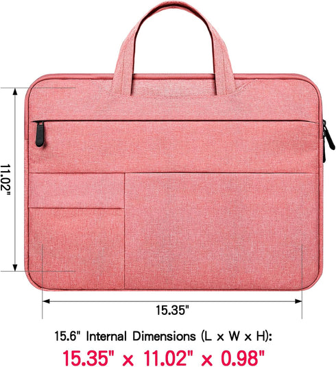 RAINYEAR 15.6" Laptop Sleeve Case, Briefcase with Hidden Handle for Chromebook, Pink