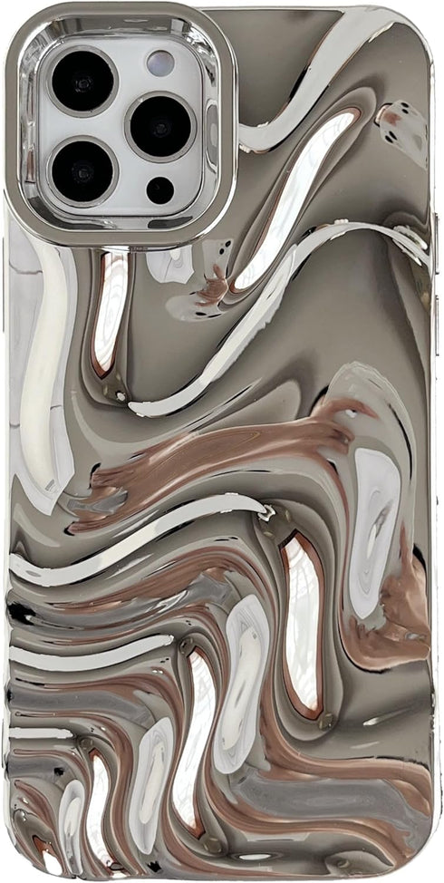 Caseative Water Ripple Pattern Phone Case for iPhone 12 Pro, Silver
