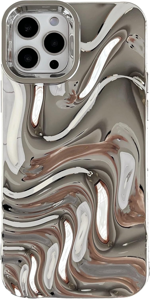 Caseative Water Ripple Pattern Phone Case for iPhone 12 Pro, Silver