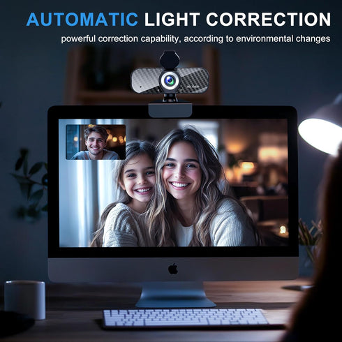 ILAOLIU 1080P Webcam Full HD with Built-in Microphone and Rotatable Tripod, Carbon Fiber Board and Privacy Cover, Auto