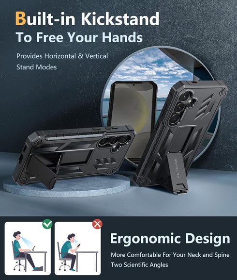 FNTCASE Galaxy S24 Plus Case: Rugged Military Grade, Shockproof, Drop Proof, with Kickstand & Built-in Screen Protector