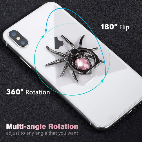 Allengel Spider Phone Ring Holder Stand, Animal Bling Finger Ring Grip, Diamond Kickstand for Smartphone - Pink