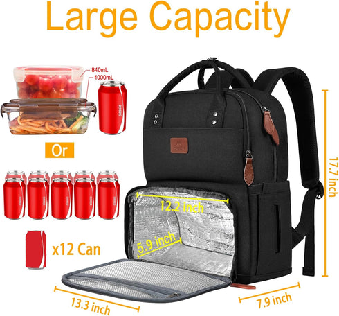17 Inches Backpack, Backpack MATEIN Lunch Extra Large Lunch Box with Insulated Cooler Compartment, Water Resistant