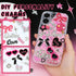 RIHYTFU Junk Case Charms Kit, Black Pink Junk Phone Case Charms for Customizing DIY Cases, Charm for Making Phone Cases