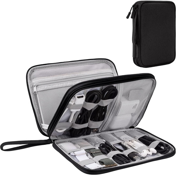 Arae Electronic Organizer, Travel Cable Storage Pouch, Double Layers Waterproof Case for Cables, Chargers, Earphones