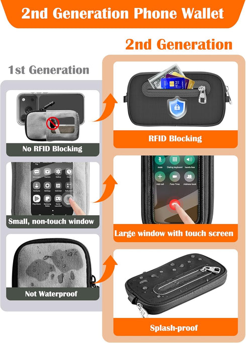 takyu 4-in-1 Clip and Go Strap for Phone with Wallet Crossbody, Adjustable Phone Lanyard with Detachable RFID Wallet