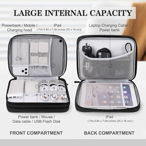 FYY Electronic Organizer, Extra Large Travel Cable Organizer Bag Pouch Portable Waterproof Double Layers All-in-One