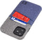 Dockem Wallet Case for iPhone 11, Built-in Metal Plate for Magnetic Mounting & 2 Card Holders (Blue & Grey)