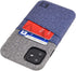 Dockem Wallet Case for iPhone 11, Built-in Metal Plate for Magnetic Mounting & 2 Card Holders (Blue & Grey)