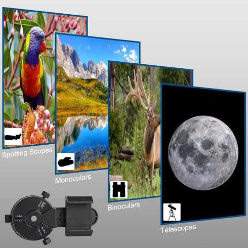 Smartphone Scope Adapter, Phone Mount for Spotting Scopes, Binoculars, Monoculars, Telescopes