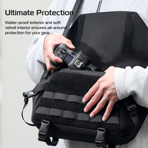 ULANZI Sling Camera Case, Compact Tactical Shoulder Bag for DSLR/SLR/Mirrorless Cameras, Waterproof, Black