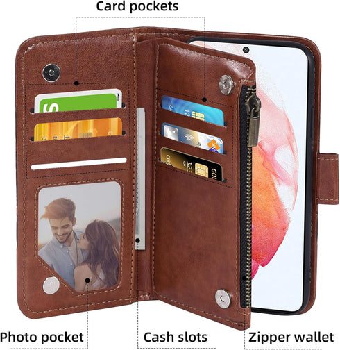 Asuwish Wallet Cover for Samsung Galaxy S21 5G 6.2 inch, Flower Leather Flip with Tempered Glass Screen Protector