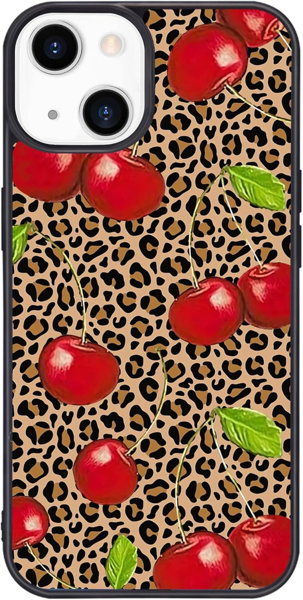 Leopard & Cherry Phone Case for iPhone 11, Shockproof TPU Bumper Hard Back Cover with Pretty Design