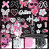 RIHYTFU Junk Case Charms Kit, Black Pink Junk Phone Case Charms for Customizing DIY Cases, Charm for Making Phone Cases