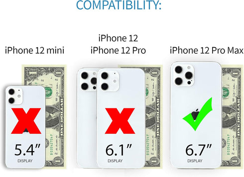 Dockem Wallet Case for iPhone 12 Pro Max, Built-in Metal Plate for Magnetic Mounting & 2 Credit Card Holders