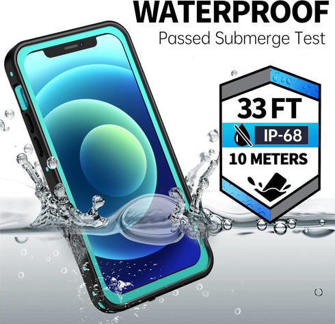 BEASTEK NRE Series Waterproof Case for iPhone 12 Mini, Shockproof Dustproof IP68 with Built-in Screen Protector, Teal