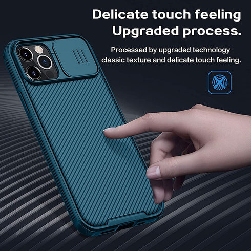 imluckies iPhone 12 Pro Max Case with Camera Cover, Hard PC Back & Soft Bumper, Protective Slim Fit
