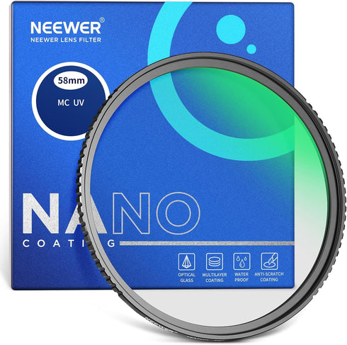 NEEWER 58mm MC UV Protection Filter with 24 Layer Multi Resistant Nano Coatings and Ultra Slim Frame