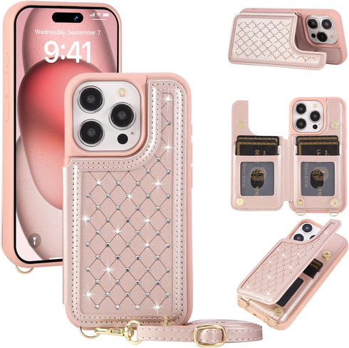 Jcxtrombulous for iPhone 12/12 Pro Wallet Case with Card Holder Slots and Strap,