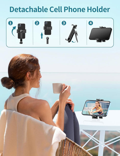 Selfie Stick, 41'' Extendable Phone Tripod Stand with Phone Holder & Detachable Remote, 360° Rotation for iPhone Android