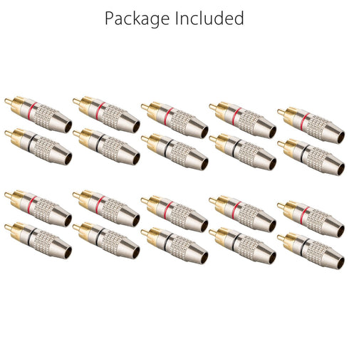 EEEKit 20Pack RCA Male Plug Solder, Gold Audio Video Adapter Connector for Home Theater Audio Video Receiver