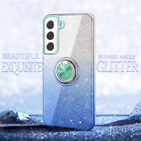 Slim Fit Glitter Case for Galaxy S23 6.1", with 360° Ring Holder Kickstand, Shock-Absorbent Durable Cover for Girls