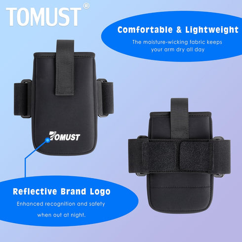 Lightweight Arm Band Phone Holder with Three Strap, Reflective Logo, Elastic Sleeve for iPhone and Android, Running