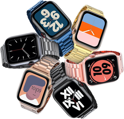EPULY Metal Band Compatible with Apple Watch, 49mm 46mm 45mm 44mm 42mm 41mm 40mm 38mm, Business Stainless Steel Strap