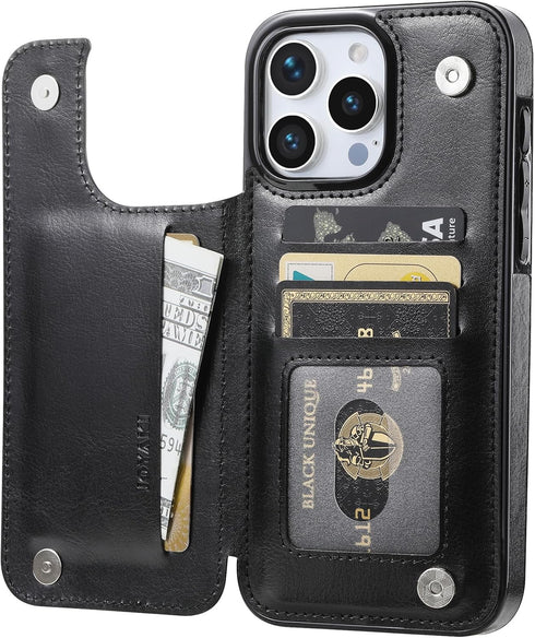 Wallet Case Compatible with iPhone 15 Pro Max (6.7"), Slim Protective Case with Card Holder and Screen Protective