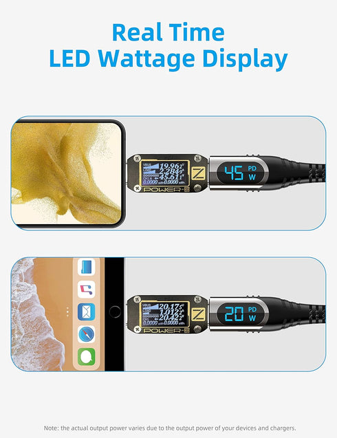 USB C to USB C Charger Cable (100W 5A) - 3.3ft with LED Display, compatible with iPhone 15 Pro Max, MacBook, Galaxy