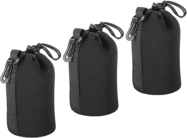 PATIKIL 3 Pcs Camera Lens Bag, 3.9" ID x 7.1" H Drawstring Pouch with Thick Neoprene for DSLR Camera Lens