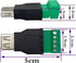 USB 2.0 A Screw Terminal Block Adapter, Female to 5 Pin/Way Female Bolt Screw Shield for Charging and Data Transfer