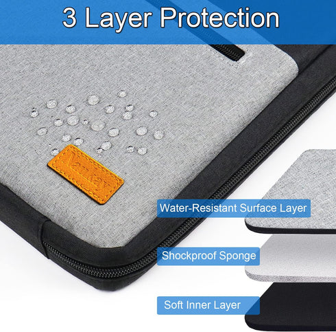 Durable Shockproof Laptop Sleeve, Water Resistant 15.6 Inch Carrying Bag for HP, Dell, Acer, Asus, Lenovo, Black/Grey