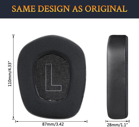 SOULWIT Professional Earpads Replacement for Logitech G733 G535 G335, Cushions with Comfort Noise Isolation Foam - Black