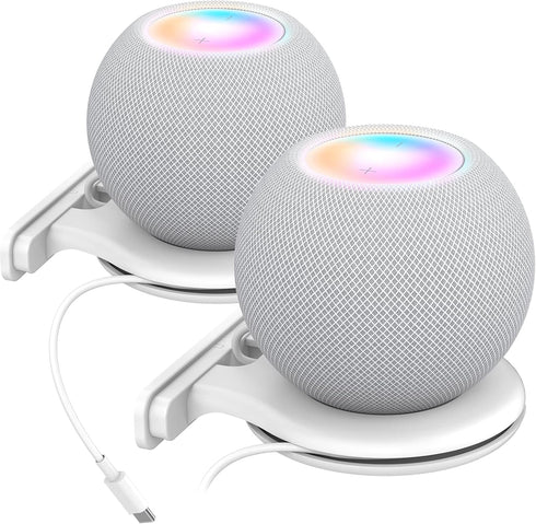 AHASTYLE iHomePod Mini Wall Mount Holder, ABS Stand with Built-in Cord Management (White-2pcs)