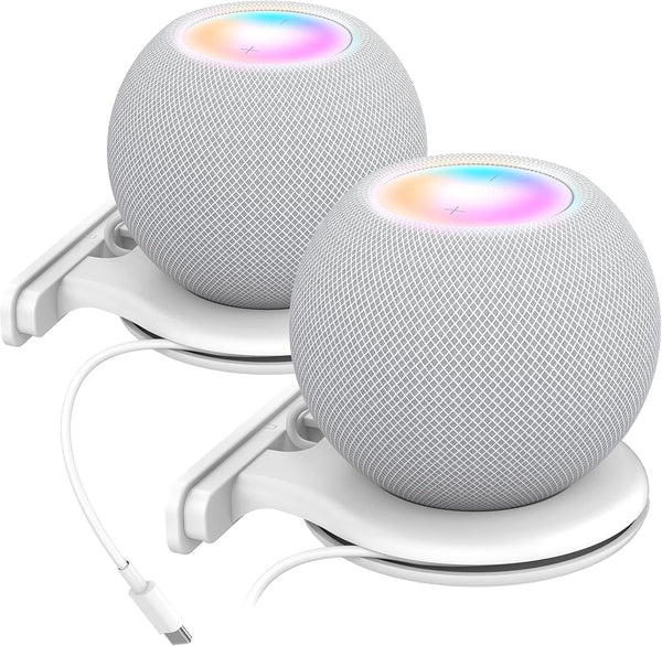AHASTYLE iHomePod Mini Wall Mount Holder, ABS Stand with Built-in Cord Management (White-2pcs)