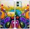 Colorful Dragonfly Leather Flip Phone Case Wallet Cover for iPhone 12 Mini with Card Slot Holder Kickstand