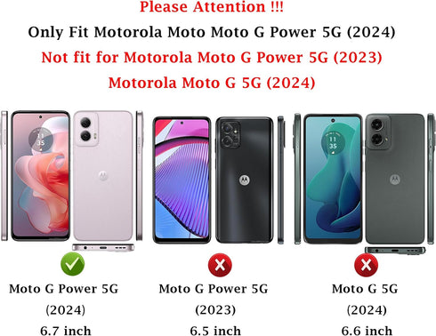 Motorola Moto G Power 5G 2024 Case with Camera Lens Cover, HD Screen Protector, Military-Grade Drop Tested, Navy Blue