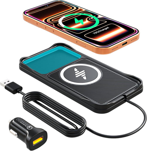 LANSEMKU Wireless Car Charger,15w Fast Car Wireless Chargers Charging pad Non Slip Charger