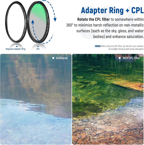 NEEWER 55mm 4-in-1 Magnetic Lens Filter Kit, ND1000+MCUV+CPL+Adapter Ring, Waterproof HD Optical Glass