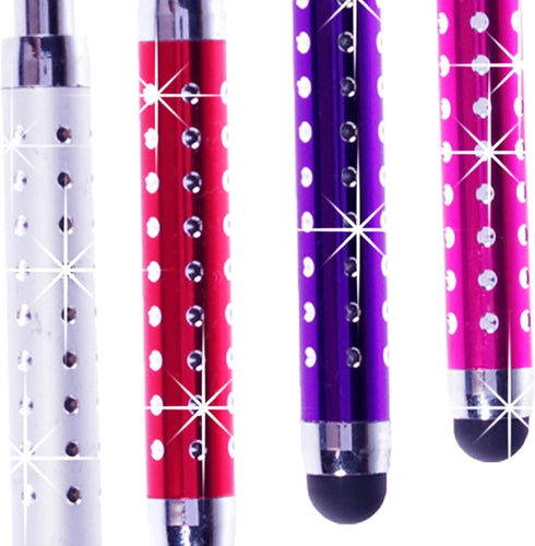 ECO-FUSED 12 Adjustable Bling Stylus Pen Bundle - 3.5mm Jack Connector for All Capacitive Touchscreen Devices