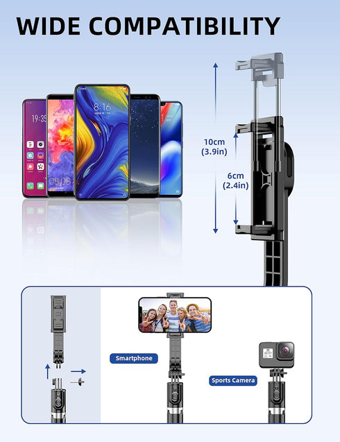 SelfieShow 41'' 4 1 360 17/16/15/14/Android Selfie Stick Tripod, Extendable Portable in Aluminum Phone Tripod