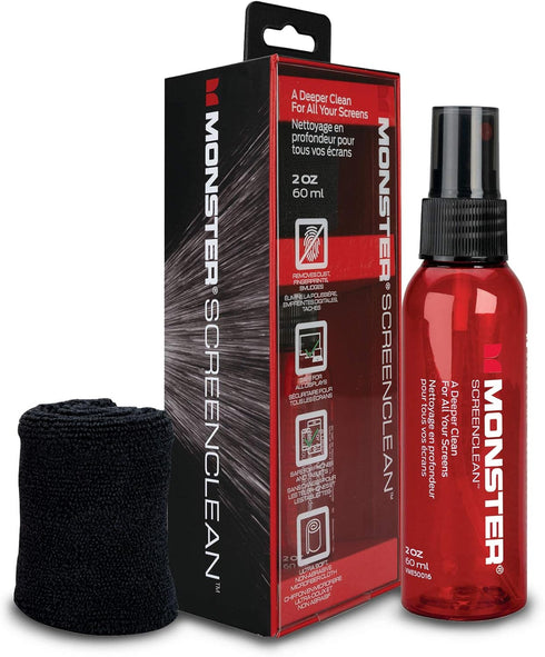 Monster 2 oz. Spray Screen Cleaner Kit with Microfiber Cloth for Electronic Devices, Ideal for iPad and iPhone