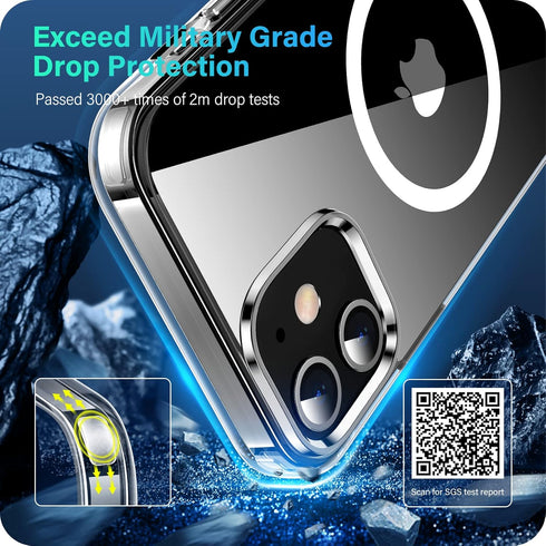 Meifigno Clear Magnetic Case for iPhone 12 Mini, Military Grade Protection, Compatible with MagSafe, Crystal Clear