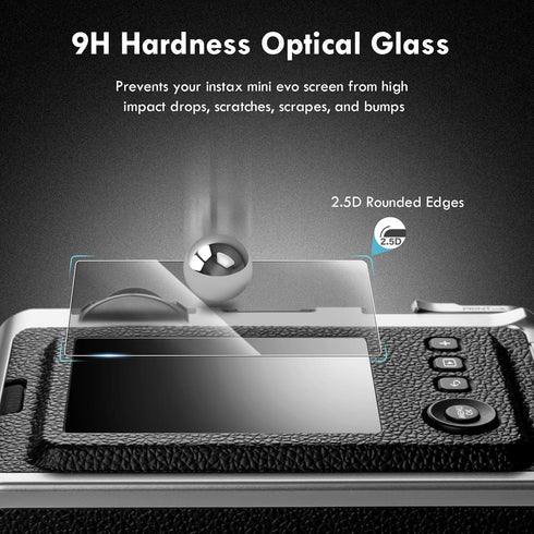 Rieibi Lens Cap & Screen Protector for Fujifilm Instax Mini EVO, Accessories with Anti-Loss String & LCD Protector
