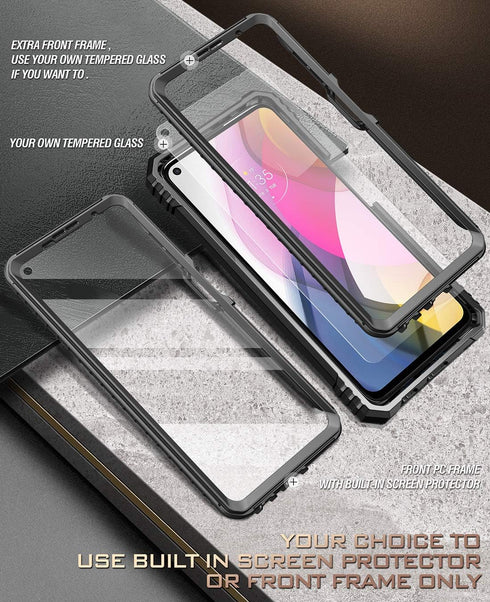 Poetic Revolution Series Case for Moto G Stylus (2021), Full-Body Rugged Dual-Layer Protective Cover with Kickstand,